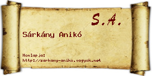 Sárkány Anikó névjegykártya
